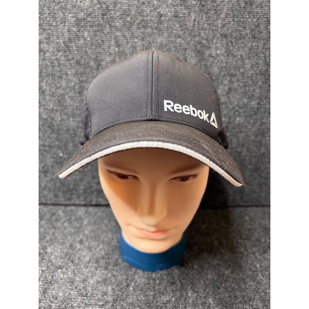 Reebok Black Mesh Back Trucker Hat Snapback Adjustable Logo Cap OSFA 3306